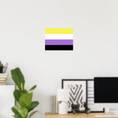 Poster Drapeau de fierté non binaire (Bureau à domicile)