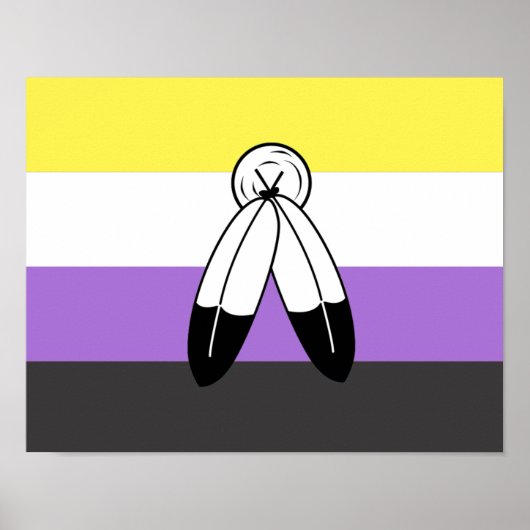 Poster Drapeau de fierté non binaire à double esprit (Devant)
