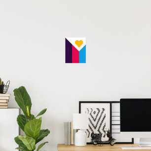Poster Drapeau de fierté polyamoureuse tricolore de Slipp