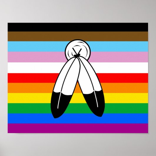 Poster Drapeau de fierté progressiste LGBTQ+ Two-Spirit (Devant)