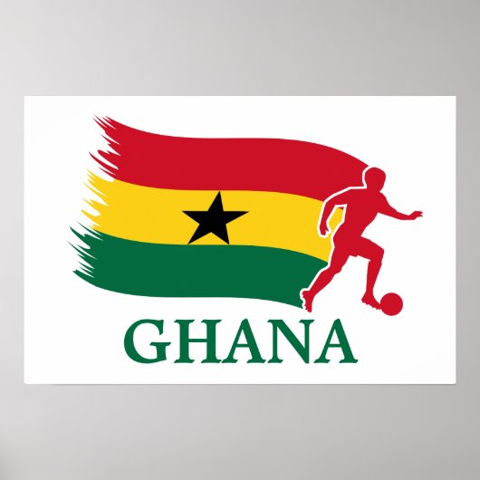 Poster Drapeau de football du Ghana (Devant)