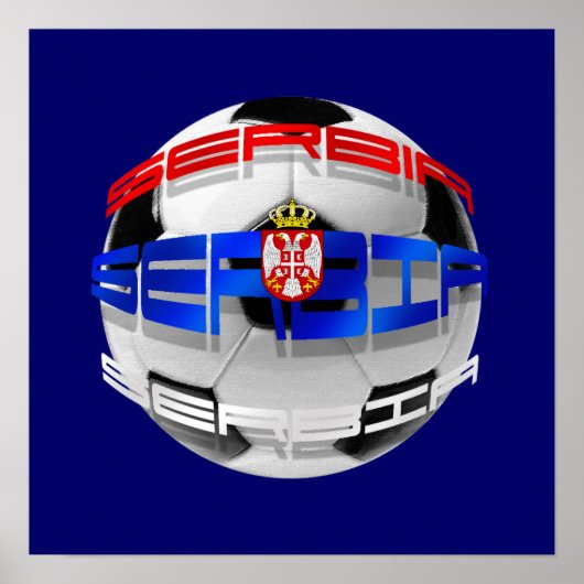 Poster Drapeau de football serbe de serbie avec des objet (Devant)