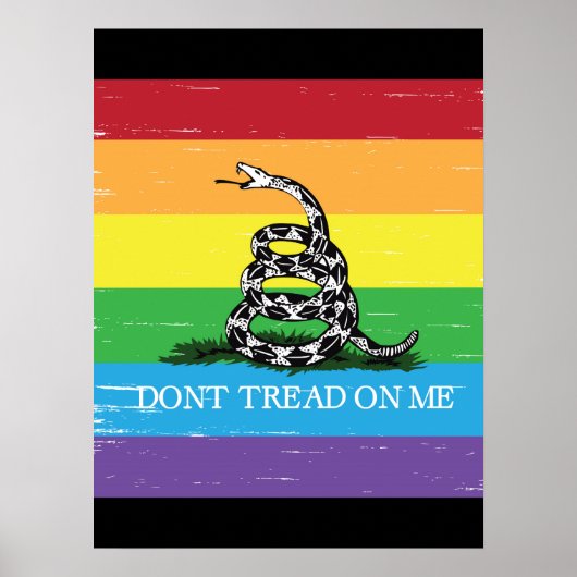 Poster Drapeau de Gadsden LGBT Ne pas marcher sur moi gru (Devant)