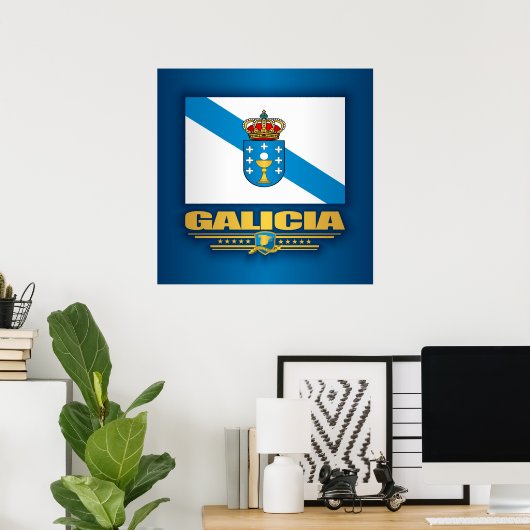 Poster Drapeau de Galice (Bureau à domicile)