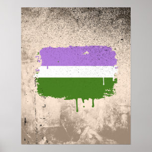 POSTER DRAPEAU DE GENDERQUEER