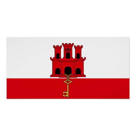 Poster Drapeau de Gibraltar (Devant)