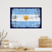 Poster Drapeau de Grunge pour les fans de La Albiceleste (Cuisine)
