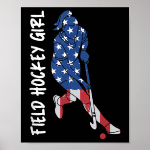 Poster Drapeau de hockey sur gazon Usa pour femmes enfant