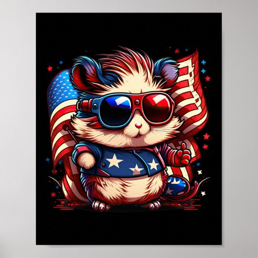 Poster Drapeau De Juillet Patriotique Hamster Us (Devant)