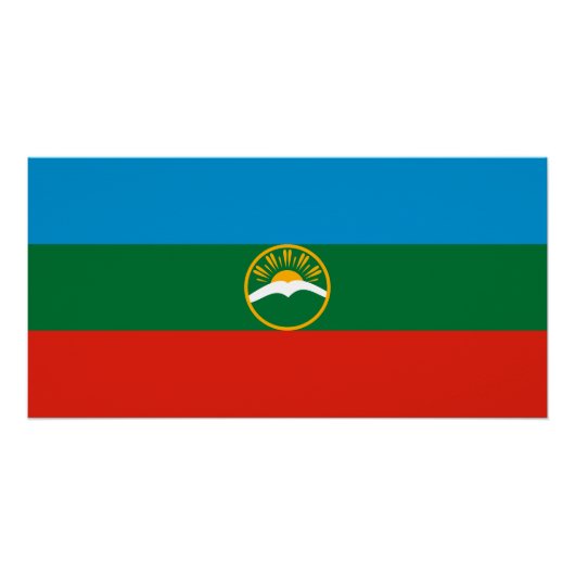 Poster Drapeau de Karatchaïévo-Tcherkessie (Devant)
