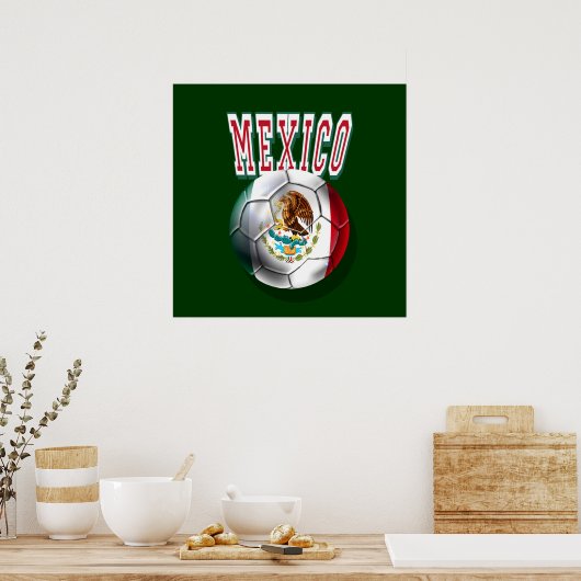 Poster Drapeau de la balle mexicaine avec le Mexique libe (Cuisine)