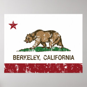 Poster drapeau de la californie berkeley en détresse