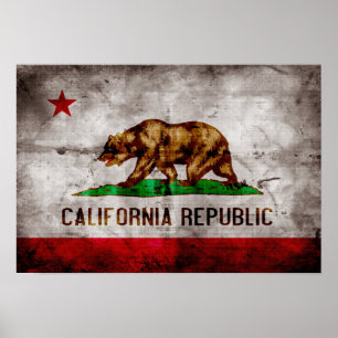 Poster Drapeau de la Californie patinée