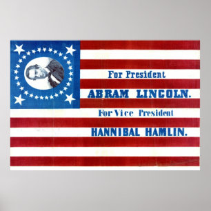 Poster Drapeau de la campagne présidentielle Abraham Linc
