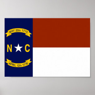 Poster Drapeau de la Caroline du Nord