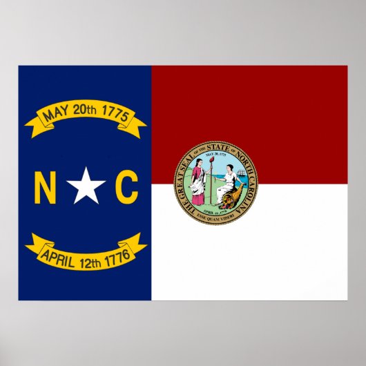 Poster Drapeau de la Caroline du Nord (Devant)