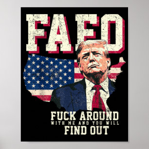 Poster Drapeau de la carte américaine Fafo Trump Us