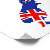 Poster drapeau de la carte de la Nouvelle-Zélande (Coin)