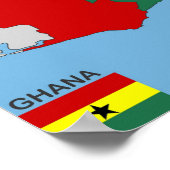 Poster drapeau de la carte du pays ghana (Coin)