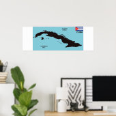 Poster drapeau de la carte politique du pays de Cuba (Bureau à domicile)