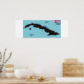 Poster drapeau de la carte politique du pays de Cuba (Cuisine)