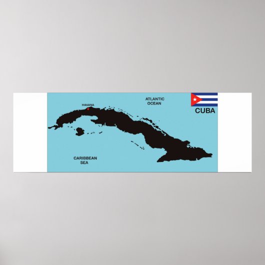 Poster drapeau de la carte politique du pays de Cuba (Devant)
