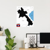 Poster drapeau de la carte politique du pays laos (Bureau à domicile)