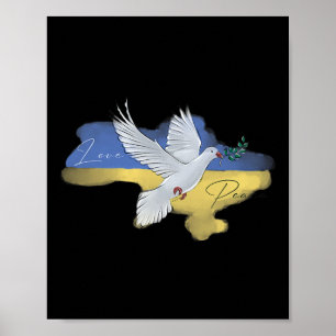Poster Drapeau de la colombe de la paix ukrainienne Coule