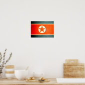 Poster Drapeau de la Corée du Nord embrassé par Sun (Cuisine)
