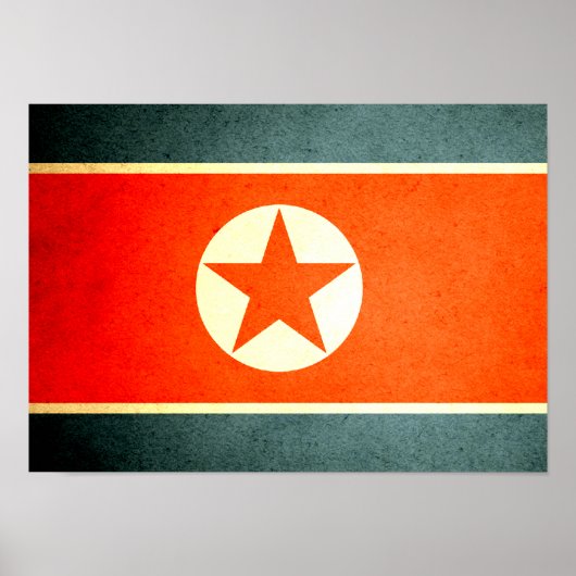 Poster Drapeau de la Corée du Nord embrassé par Sun (Devant)
