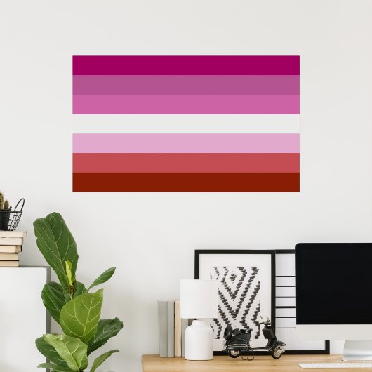 Poster Drapeau de la fierté lesbienne (Bureau à domicile)