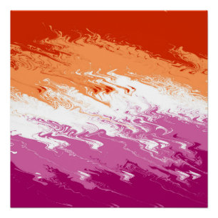 Poster Drapeau de la fierté lesbienne Abstraite