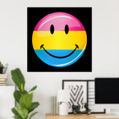 Poster Drapeau de la Fierté Pansexuelle Souriante (Bureau à domicile)