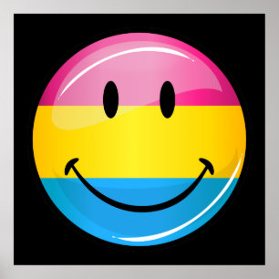 Poster Drapeau de la Fierté Pansexuelle Souriante