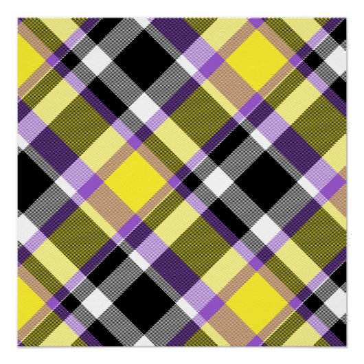 Poster Drapeau de la Fierté Plaid Non binaire Boho Eclect (Devant)