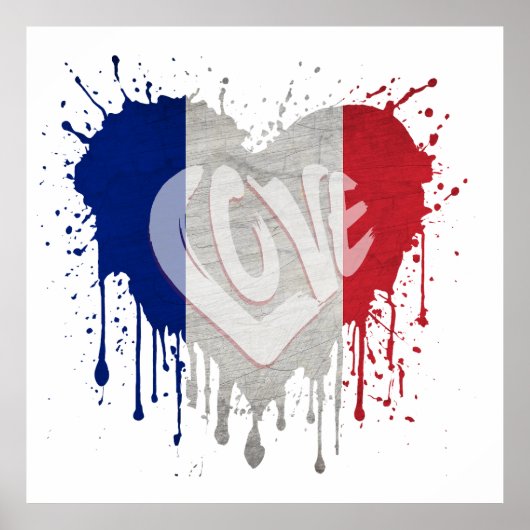 Poster Drapeau de la France amour (Devant)
