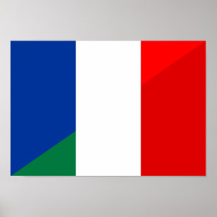 Poster drapeau de la france italie à mi-symbole