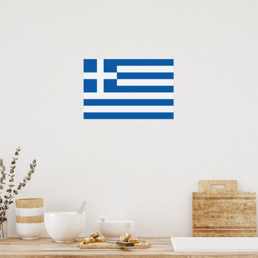 Poster Drapeau de la Grèce "Ε Λ Λ Ά Α" (Cuisine)