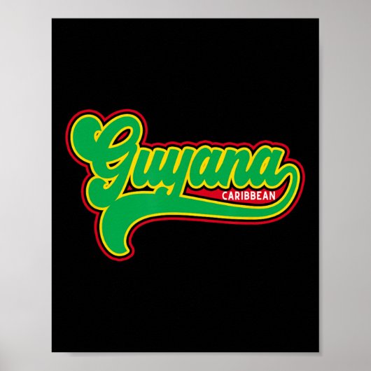 Poster Drapeau de la Guyane Guyanais Caraïbes Vacances Cr (Devant)