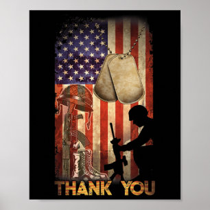 Poster Drapeau de la Journée du Souvenir Bottes Militaire