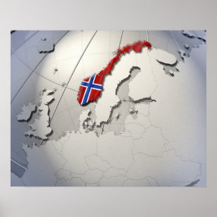 Poster Drapeau de la Norvège