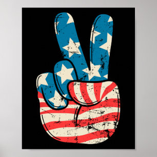 Poster Drapeau de la Paix de l'Usa 4 juillet main Hommes