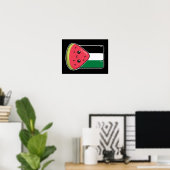 Poster Drapeau de la Palestine mignonne avec Palestin san (Bureau à domicile)