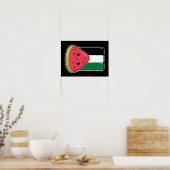 Poster Drapeau de la Palestine mignonne avec Palestin san (Cuisine)