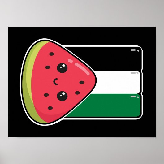 Poster Drapeau de la Palestine mignonne avec Palestin san (Devant)