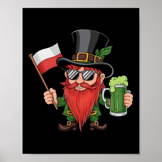 Poster Drapeau de la Pologne drôle Saint-Patrick Pologne  (Devant)