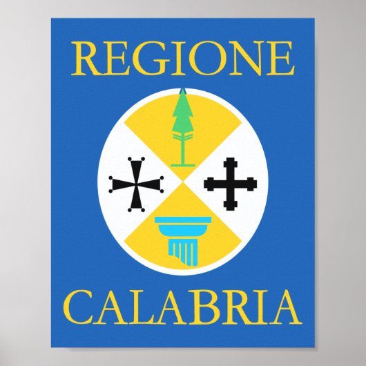 Poster Drapeau de la province de Calabre (Devant)