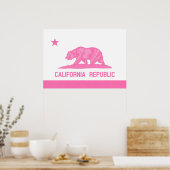 Poster Drapeau de la République de Californie (rose) (Cuisine)