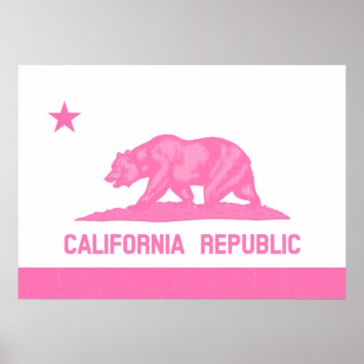 Poster Drapeau de la République de Californie (rose) (Devant)