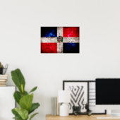 Poster Drapeau de la République dominicaine patinée (Bureau à domicile)